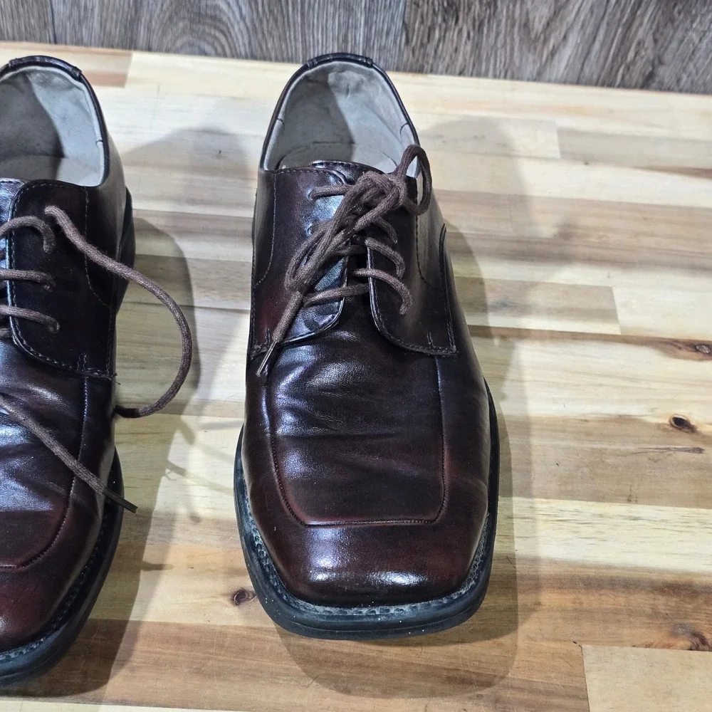 Borelli Martin Men's Dress Shoes‎ 9.5 Brown Leather Square Toe Oxford Derby